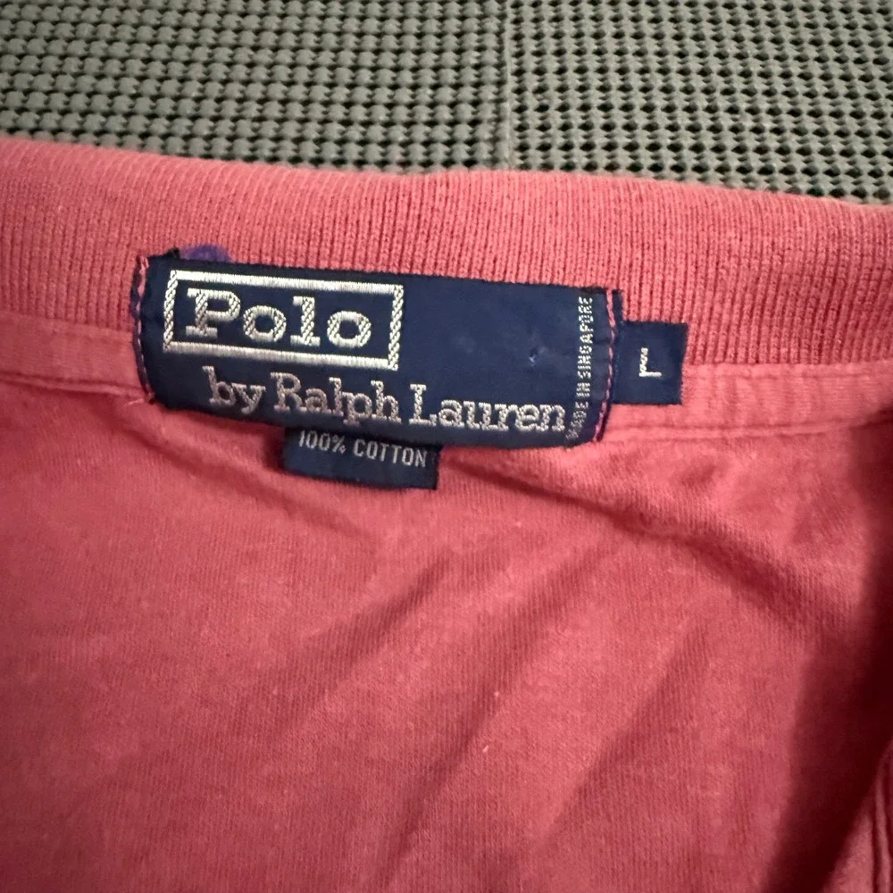Polo Ralph Lauren Mens Large Pink Short Sleeve Cotton Pique Pony Logo Polo Shirt